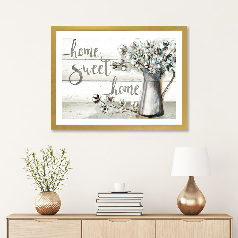 «Farmhouse Cotton Home Sweet Home» par Tre Sorelle Studios - impression d'art graphique, H 24 po x l 32 po x P 1 po