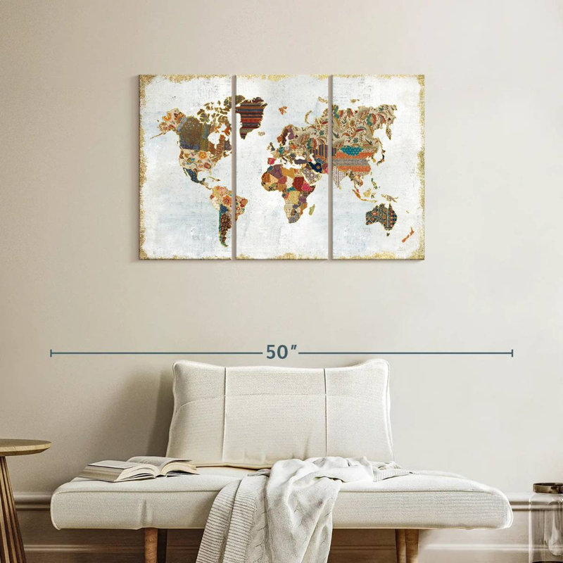 Aliaz Pattern World Map, 24" H x 38" W
