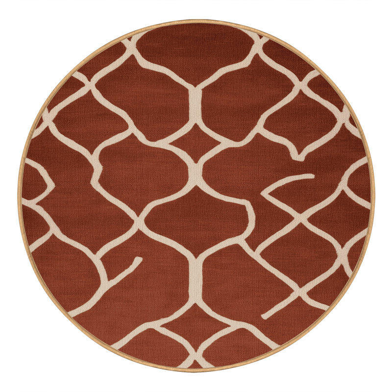 Tapis brun treillis lavable à la machine, Rond 4 pi