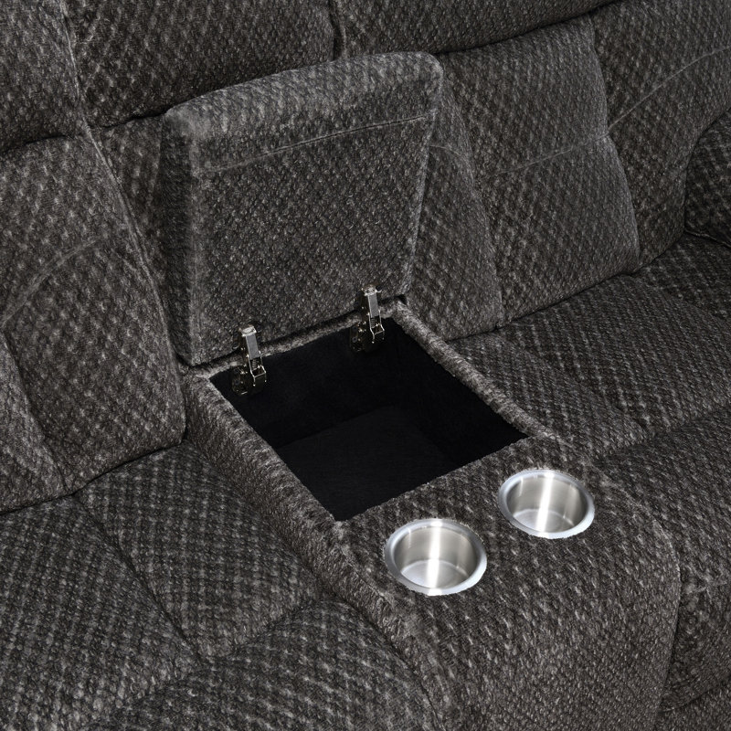 Charl 77.55'' Upholstered Power Reclining Loveseat, Grey Polyester Blend