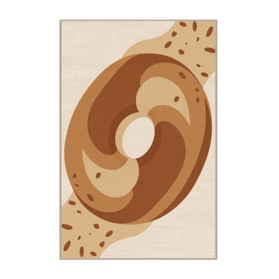 Machine Washable Klein Bagel Modern & Contemporary Rug in Beige – Beige Binding