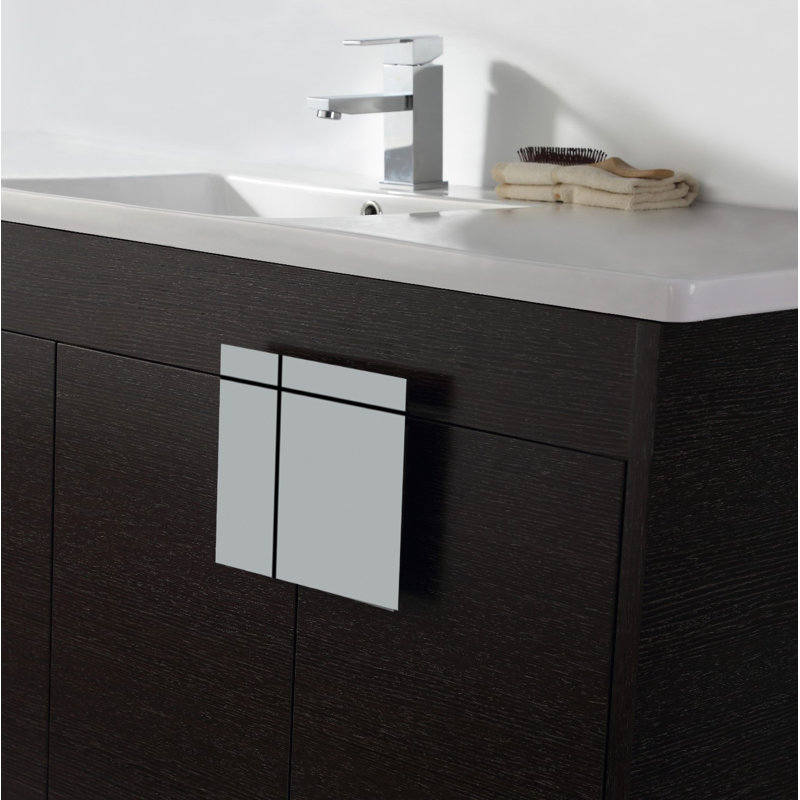 Ensemble de meuble-lavabo simple 48 po Maisie, Grain droit noir, Chrome poli