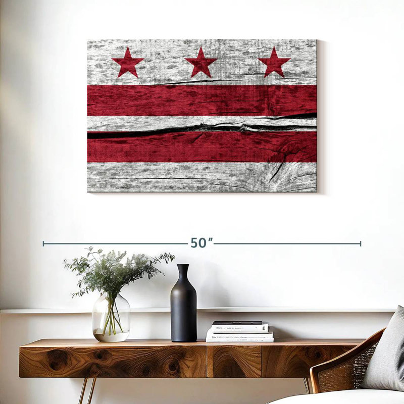 Drapeau Borges Wood Style Washington DC, H 24 po x l 36 po