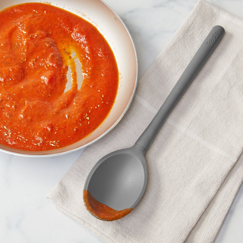 Tovolo Flex-Core Solid Deep Spoon All Silicone for Mixing and Serving, Charcoal, Black