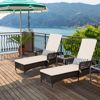 Chaise longue simple inclinable avec coussins 47 po Difiore