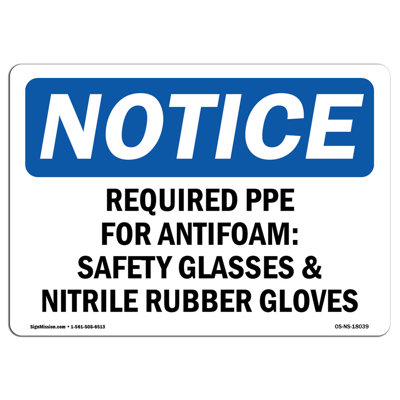 Required PPE for Antifoam Safety Glasses Sign