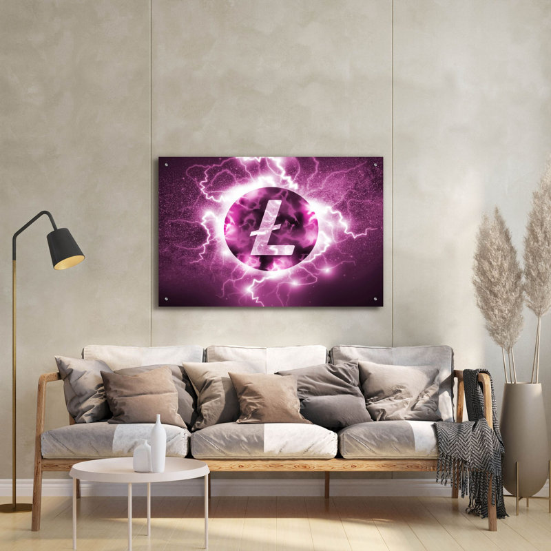 «Crypto Eclipse Litecoin Ltc» par Epic Portfolio, art mural en verre acrylique Epic Art, 16 po x 12 po