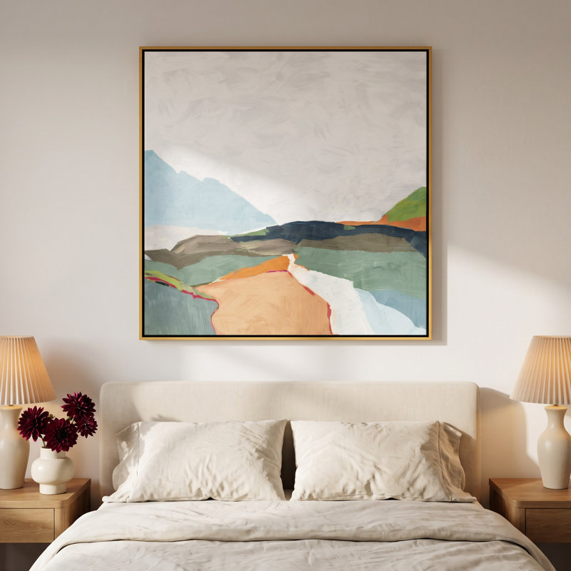 Addy April Morning - Floater Frame Painting on Canvas, 37.5" H x 37.5" W, Gold