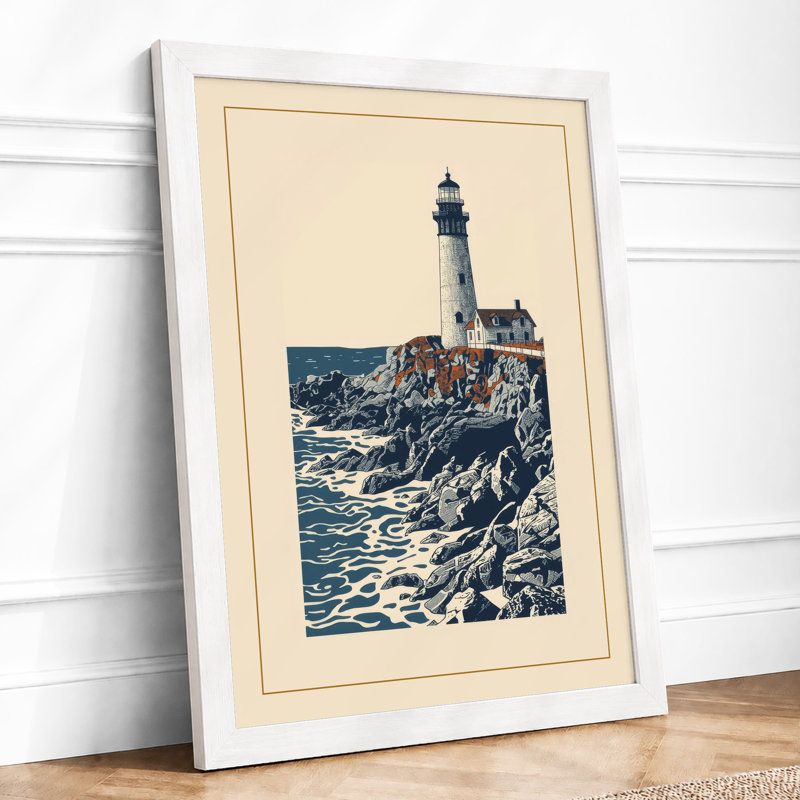 Sentinel on the Rocks Coastal - Framed Print, A3 - 42.0 x 29.7 cm, White