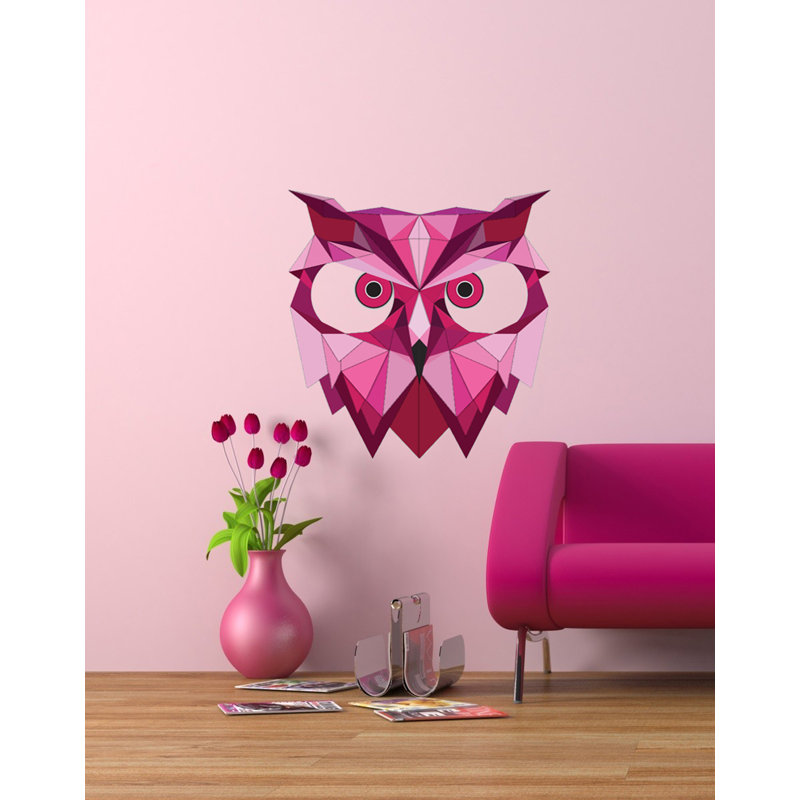 Adhésif décoratif polygonale hibou, H 33 po x l 33 po