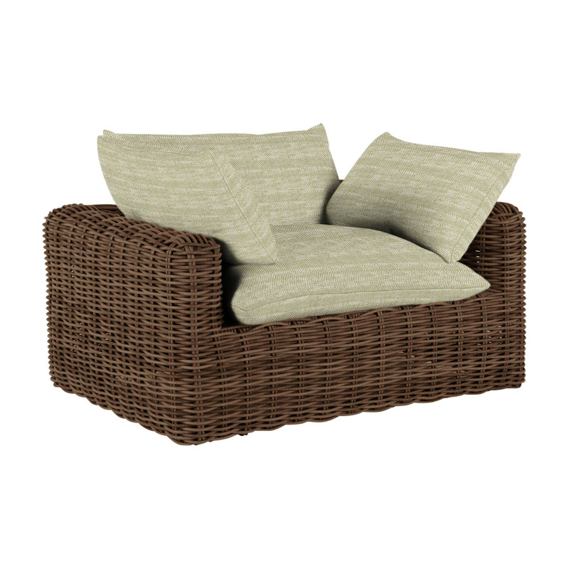 Montecito Woven Lounge - Raffia, Raffia, Dove Sunbrella® Linen, No Welt