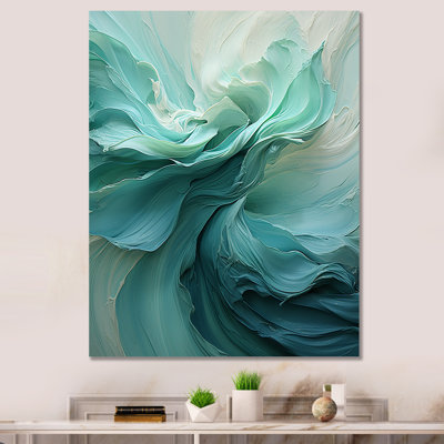 Green And White Soft Ink Spirals - Abstract Spirals Wall Art