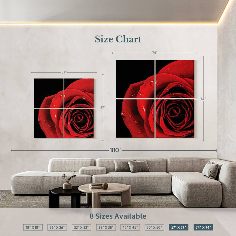 Harnek Pop de rose rouge, H 57 po x l 57 po