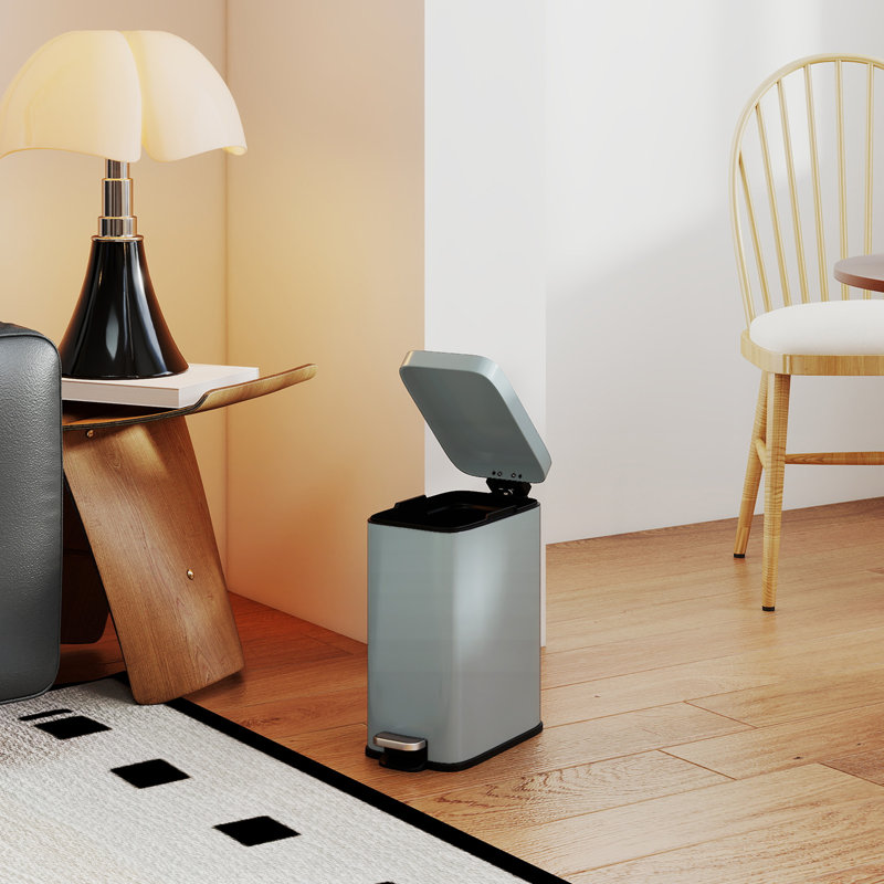 Steel Step On Kitchen Trash Can - 5L, Grey