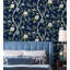 Papier peint adhésif à motif floral Luxe Haven Bleu marine et vert printemps