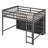 Full Size Loft Bed with 8 Open Storage Shelves and Built-in Ladder-891343889