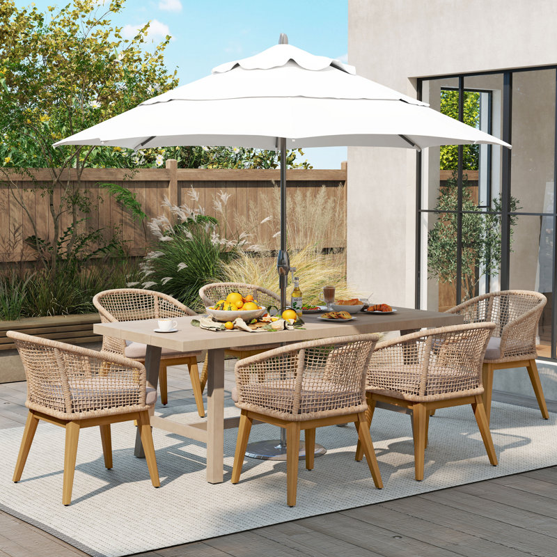 Rectangular Outdoor Dining Set With Cushions