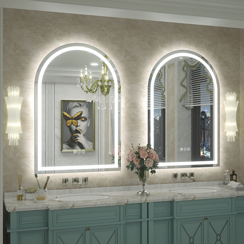 Wayfair Basics® UL Certified LED Anti-Fog Tempered Glass Arch Bathroom/Vanity Mirror , 38" x 26"