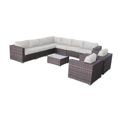 Hepscott Wicker Fully Assembled 8 - Person Seating Group with Sunbrella Cushions