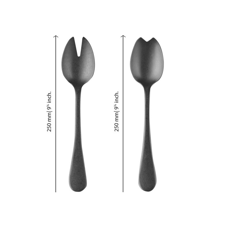 Couverts à salade Natura (fourchette et cuillère), Or noir