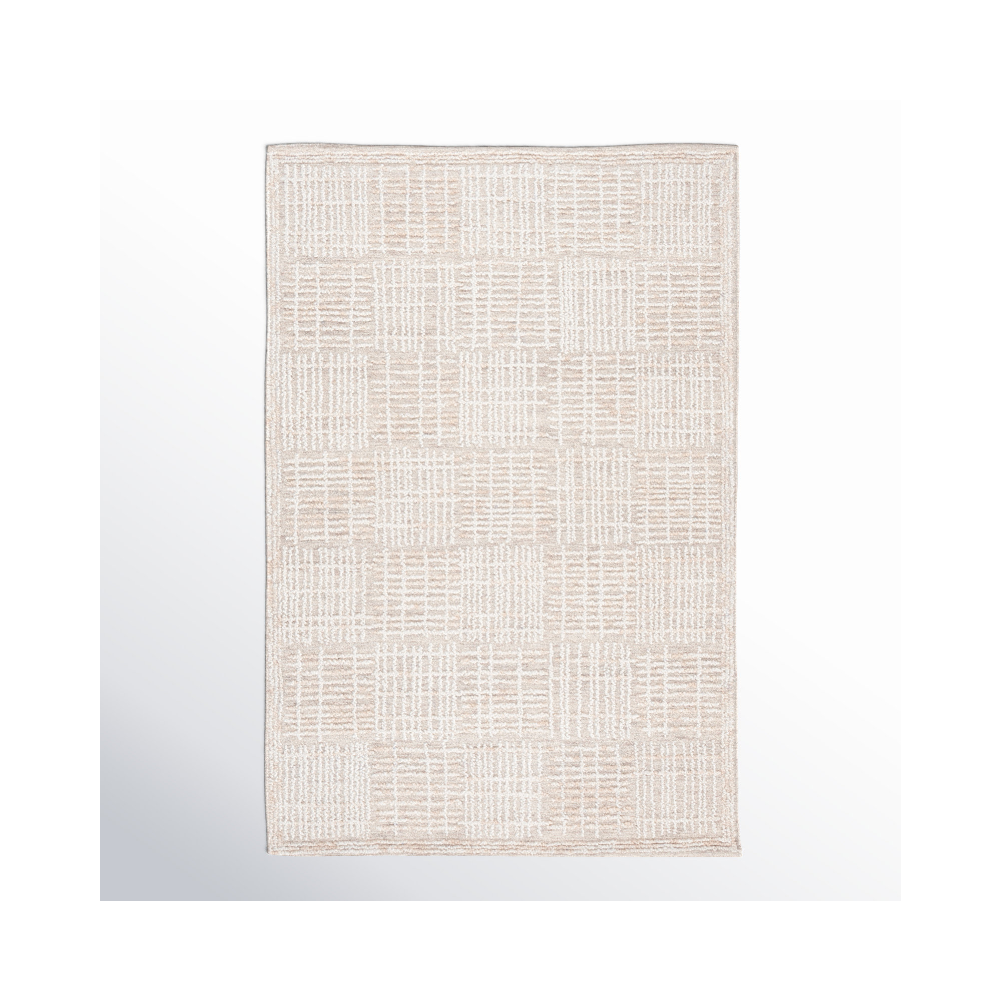 Arwen Geometric Hand Tufted Wool/Cotton Area Rug in Light Brown/Ivory, Rectangle 3' x 5'