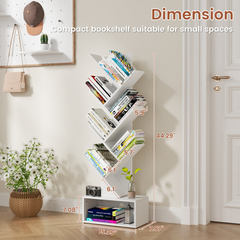 6 Tier Geometric Storage Bookcase, White