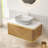 Absher 36'' Floating Oak Bathroom Vanity With Rectangular Marble Sink, Sensor LED & Drawer-678395463