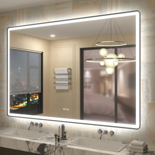 Aevar UL Certified Front & Back Lighted Anti-Fog Tempered Glass Framed Bathroom/Vanity Mirror with 3-Year Warranty
