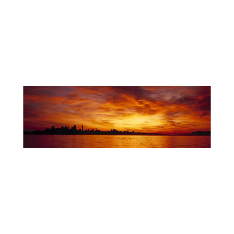 Silhouette Of Buildings At The Waterfront, San Francisco, California, USA by Panoramic Images - Wrapped Canvas Panoramic Print