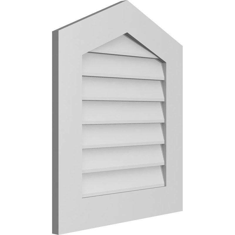 Peaked Top Surface Mount Signature Urethane Non-Functional Gable Vent 5/12 Pitch Primed Tan, 26" H x 22" W x 1" D