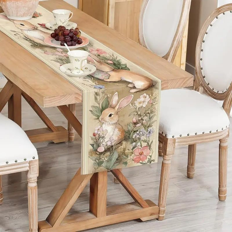 Chemin de table Retro Bunny & Flower