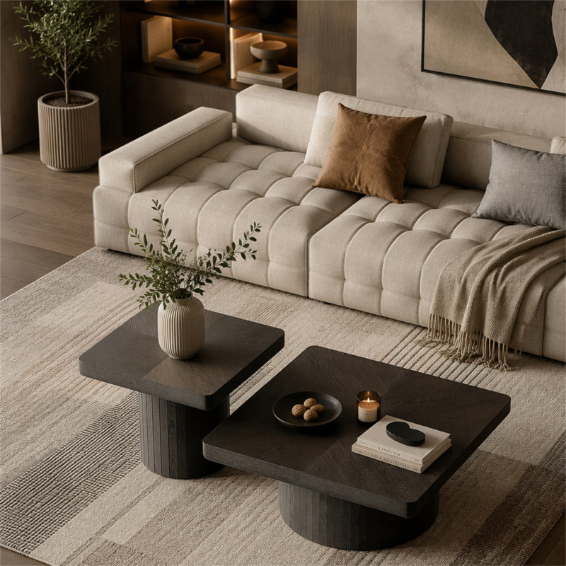 Ensemble de tables gigognes Modern Wood, Noir
