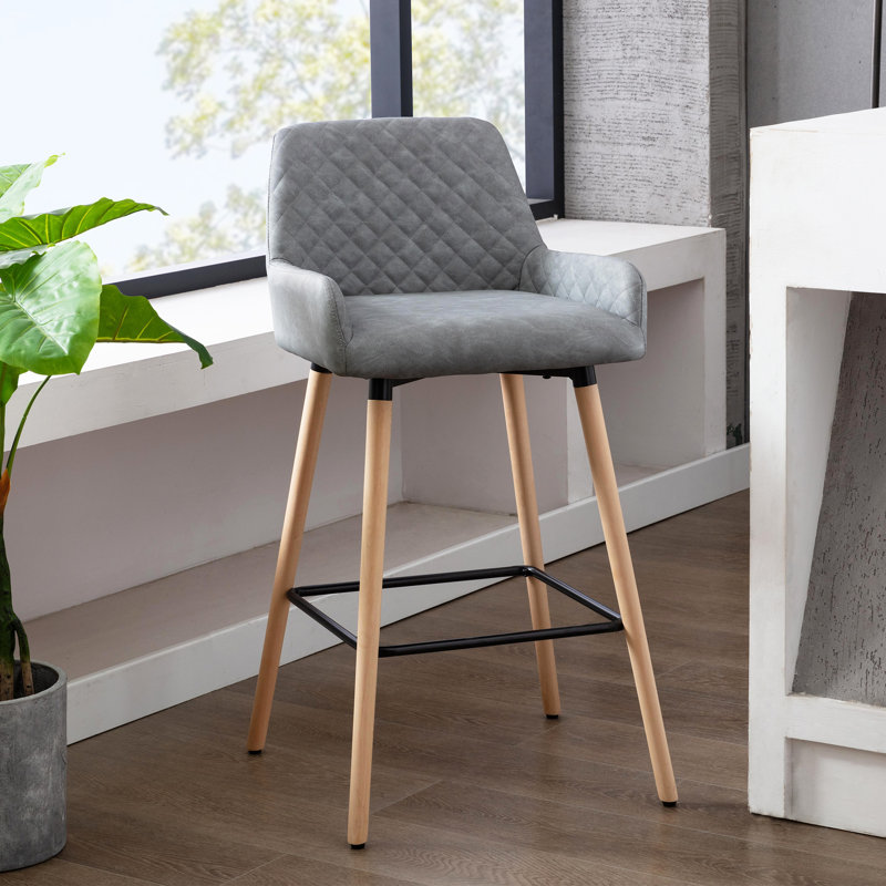 Padang Upholstered Counter Stool with Metal Frame, Grey
