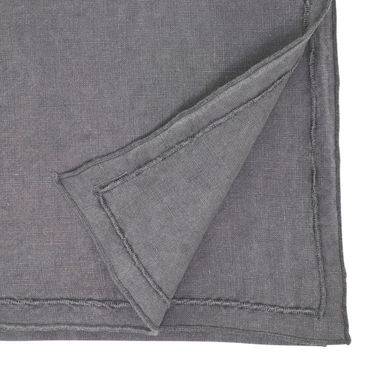 Aneta Stonewashed Overlock Edge Table Runner, Gray
