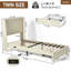 Structure de lit rembourrée avec tiroirs de rangement et port USB Type-C pour chambres d'adolescent-107140570-107140572