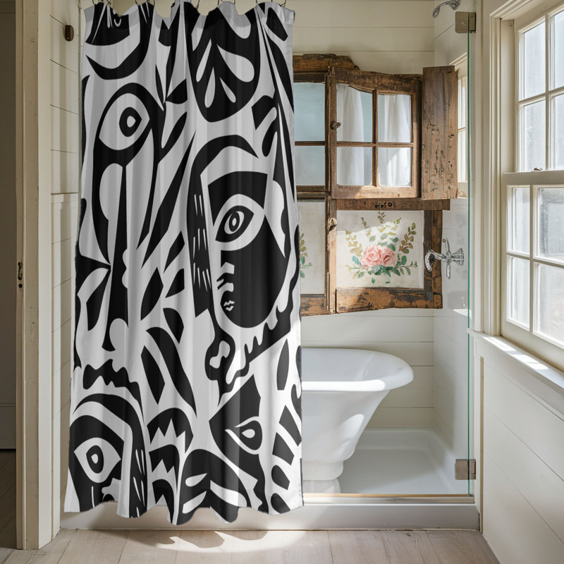 Rideau de douche standard 1 pièce Picasso People Prints, H 74 po x l 35 po