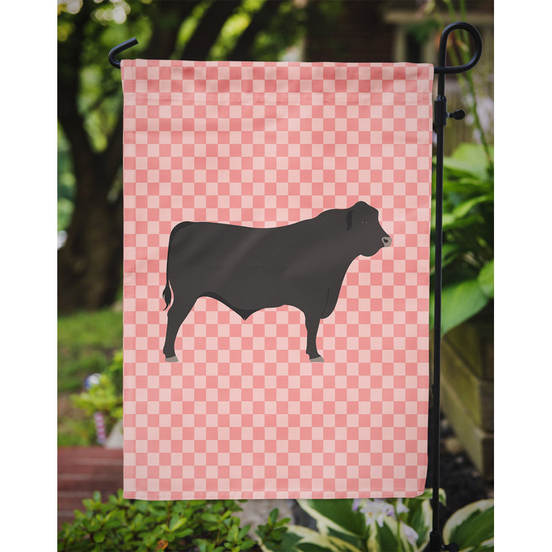 Angus de vache à 2 côtés en polyester 15 x 11 po drapeau de jardin, Rose
