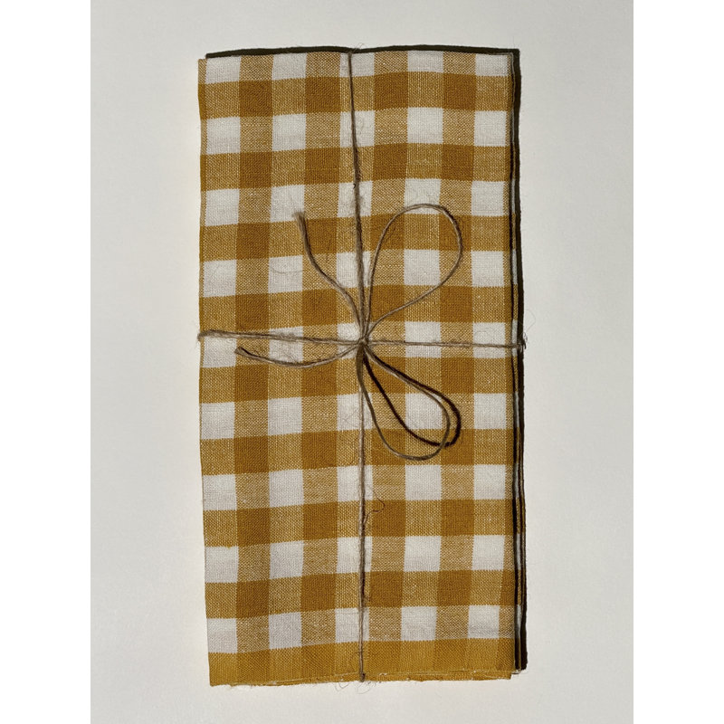 Alessandro Linen Square Napkins, Mustard