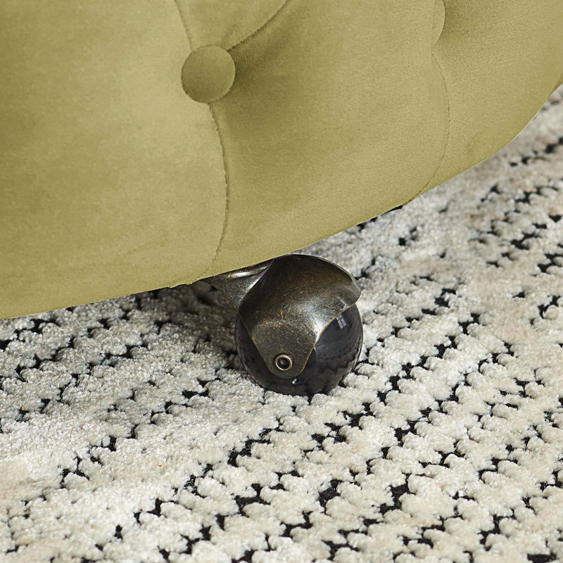 Fauteuil demi-tonneau Jakora, Velours vert kaki