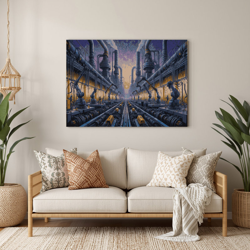 SciFi Robot maintenance districts Grey Metal Wall Art
