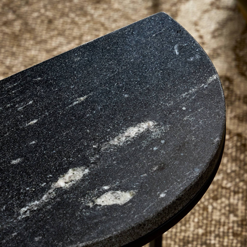  Tables gigognes en fer, Marbre noir, Noir