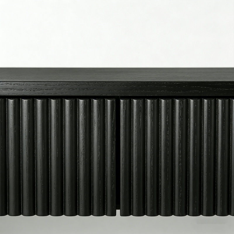 Console rétro avec tiroirs Retro, Noir, H 29,92 po x l 47,24 po x P 11,81 po