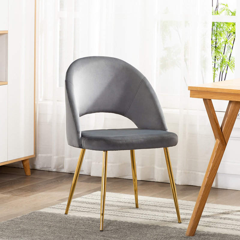 Liara 18.11'' H Velvet Upholstered Side Chair, Gray, 1