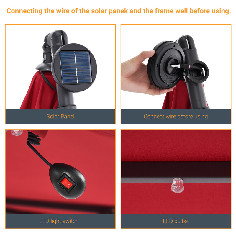 Parasol suspendu en porte-à-faux 98,4 po Jamieson, Rouge