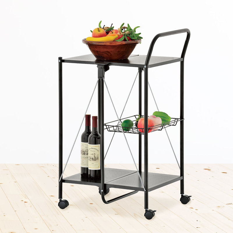 Foldable 2-Tier Open Storage Cart