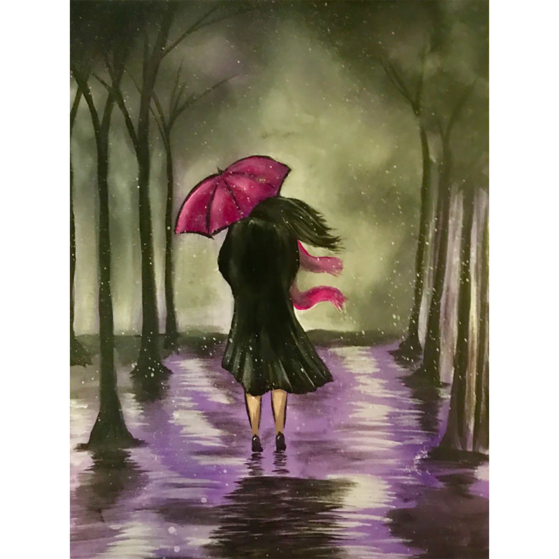 «Take A Walk», reproduction de peinture acrylique, H 10 po x l 8 po x P 1,5 po, Pas de tapis, Toile tendue