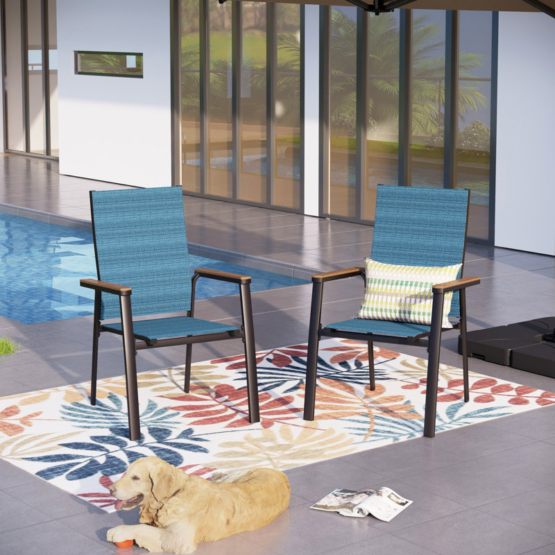 Stackable Outdoor Patio Dining Armchair, Blue