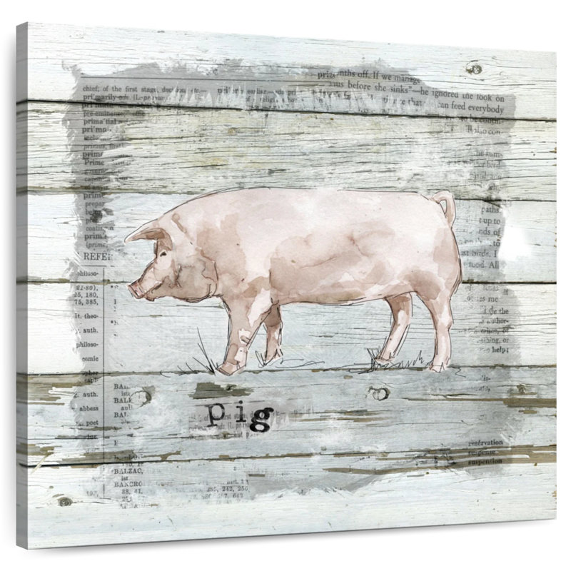 Crowle Farmhouse Collage Pig, 39" H x 39" W