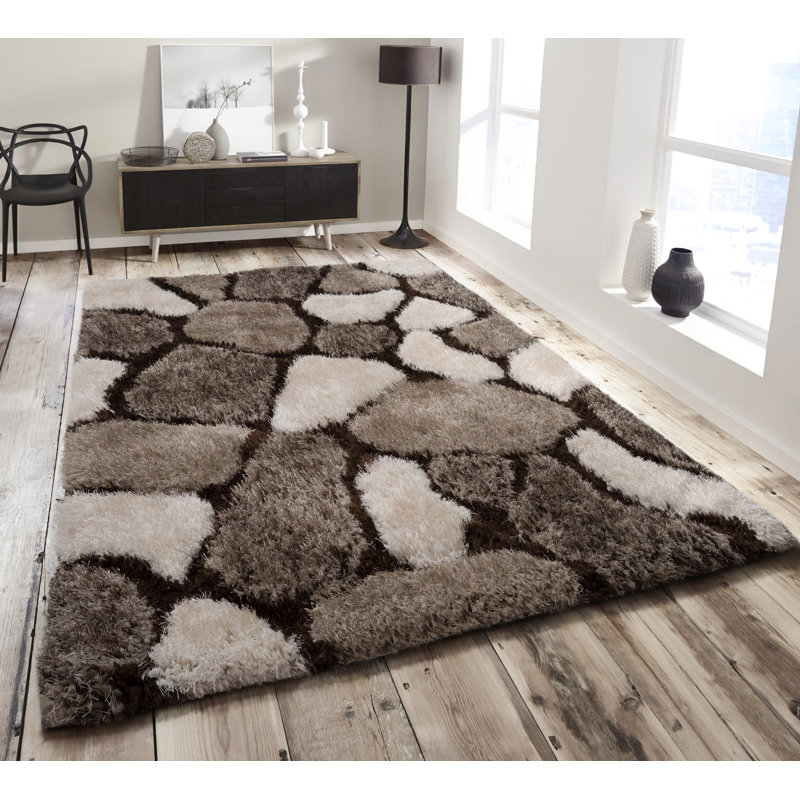 Hugoton Geometric Shag Area Rug, Rectangle 60 x 110cm