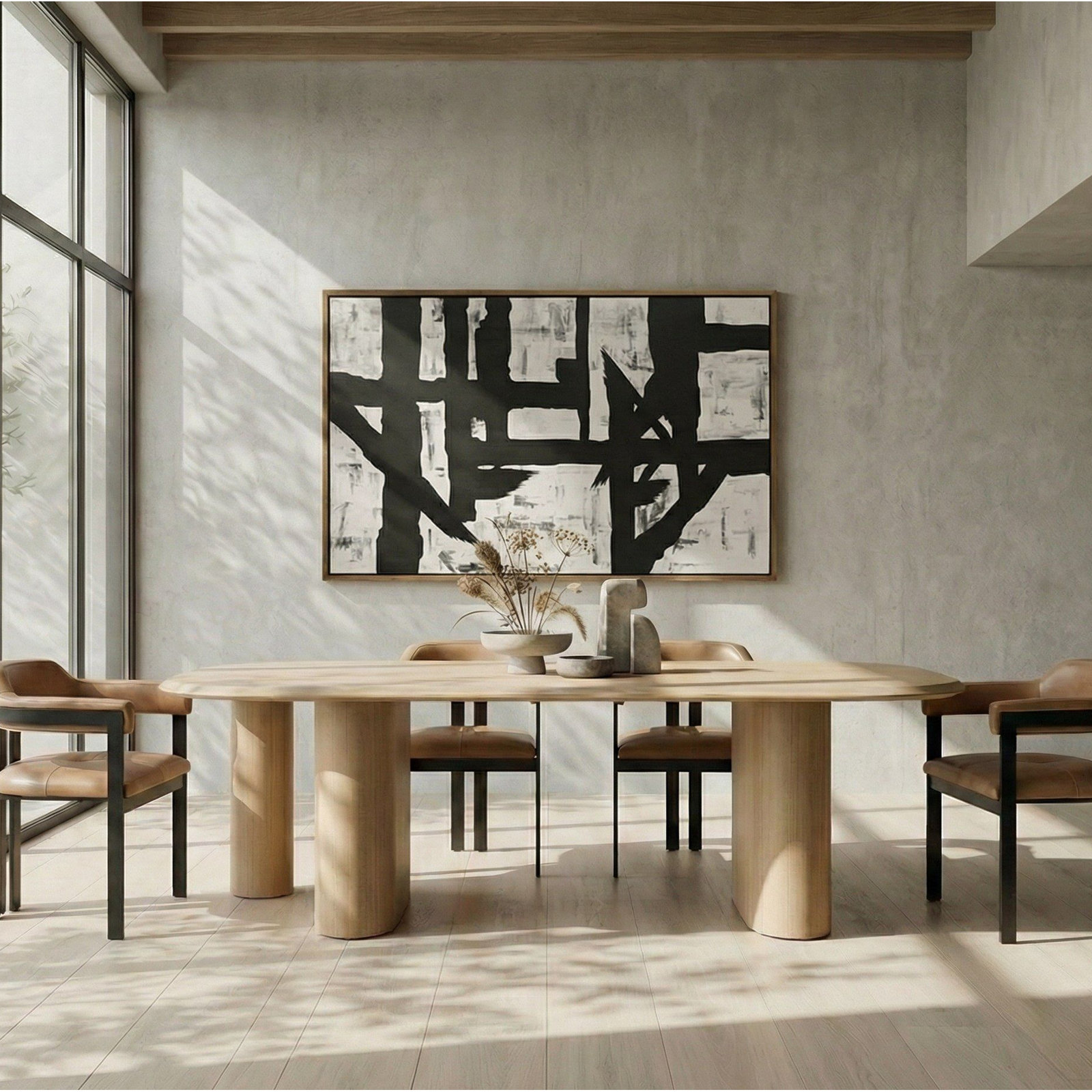 Elise 87'' Oval Dining Table, 30" H x 118" L x 47.2" W, Natural Ash